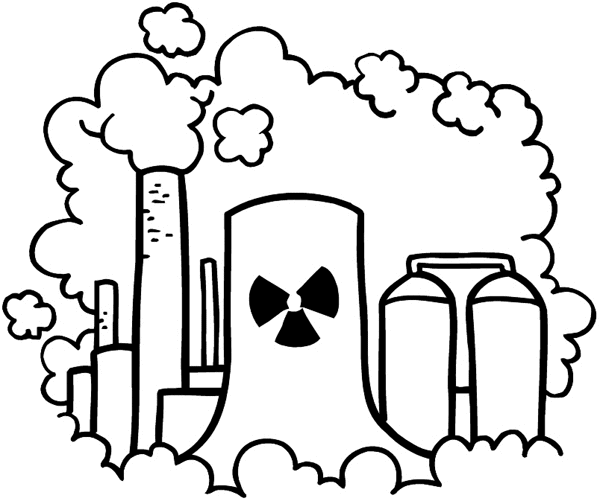 Factory smokestacks smoking up the air vinyl sticker. Customize on line. Environment Pollution Conservation 034-0183